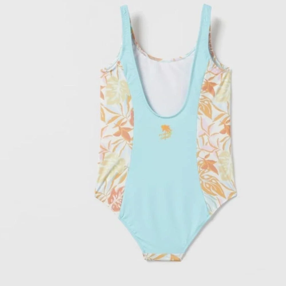 Zara Girls‎ Floral Surf One-Piece Swimsuit Blue 6/7 New With Tags